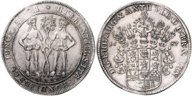 BRAUNSCHWEIG UND LÜNEBURG, LINIE WOLFENBÜTTEL, Rudolph August und Anthon Ulrich, 1685-1704, Taler 1687 RB, Zellerfeld. Wilder Mann. 28,92g.
 ss/vz
D...
