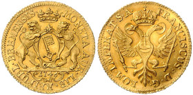 BREMEN, STADT, Dukat 1746. Mit Titel Franz I. 3,47g.
 GOLD, selten, l.gewellt, vz-st
Frbg.424; Jungk 431