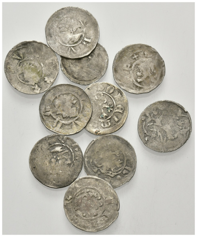 COBURG, STADT, Fränkische Münzvereinigung von 1395-1397, Lot von 10 Stk., Pfenni...