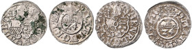 CORVEY, ABTEI, Heinrich von Aschenbroich, 1616-1621, Lot 2 Stk. Kipper-Groschen 1619. 2 Wappenschilde unter Mitra. Rs.Reichsapfel. Je ca. 18mm; 0,75g....
