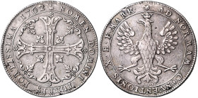 FRANKFURT AM MAIN, STADT, Konventionstaler 1762. 41,5mm; 27,70g, 12h.
 Hsp., ss
Dav.2219; JuF.819a