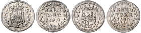 FRIEDBERG, BURGGRAFSCHAFT, Hans Eitel Diede zum Fürstenstein, 1671-1685, Lot von 2 Stk., Kreuzer 1680, 1682 A. Gesamtgewicht 1,20g.
 2 Stk., st
KM 4...