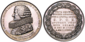 HAMBURG, STADT, Silbermed. 1832 von Pfeuffer. 50-jähr. Amtsjubiläum des Senators Johann Georg Bausch. Brb. l. Rs.Schrift im Kranz. 43mm; 28,52g.
 f.s...