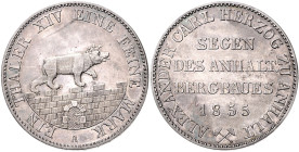 ANHALT-BERNBURG, Alexander Carl, 1834-1863, Ausbeutetaler 1855.
 vz/st
AKS 16; T.3; Dav.504