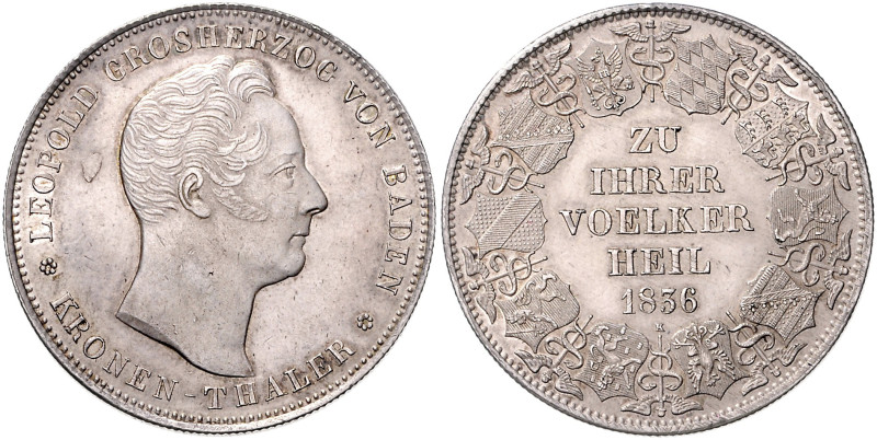 BADEN, Leopold, 1830-1852, Kronentaler 1836.
 vz/st
AKS 87; T.23; Dav.523