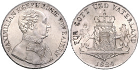 BAYERN, Maximilian I. Joseph, 1806-1825, Konventionstaler 1824.
 st
AKS 59; T.46; Dav.554