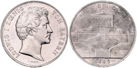 BAYERN, Ludwig I., 1825-1848, Geschichtsdoppeltaler 1842. Walhalla.
 vz/st
AKS 103; T.80; Dav.587