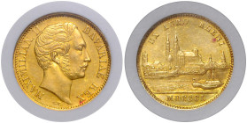 BAYERN, Maximilian II., 1848-1864, Rheingolddukat 1850, München.
 GOLD, NGC MS-61
AKS 144; J.128