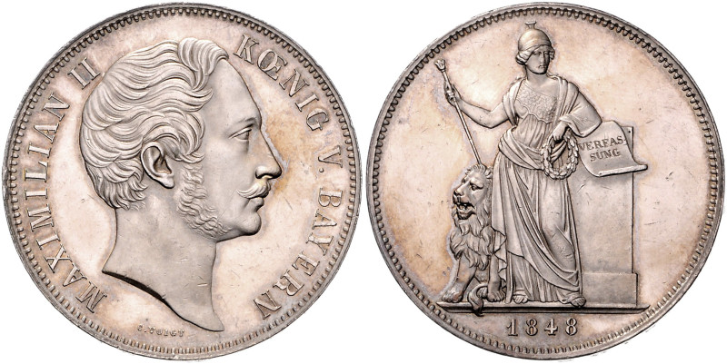 BAYERN, Maximilian II., 1848-1864, Geschichtsdoppeltaler 1848. Verfassung.
 f.s...