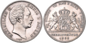BAYERN, Maximilian II., 1848-1864, Doppeltaler 1856.
 vz/st
AKS 146; T.91; Dav.601