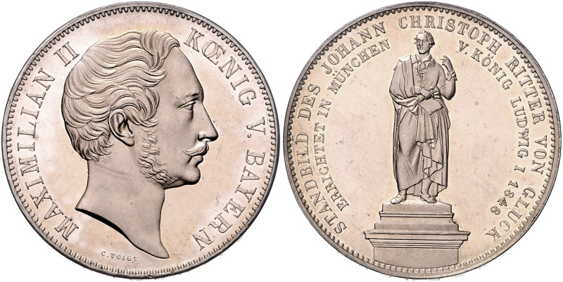 BAYERN, Maximilian II., 1848-1864, Geschichtsdoppeltaler 1848. Standbild Glucks....