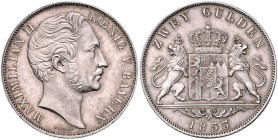 BAYERN, Maximilian II., 1848-1864, Doppelgulden 1853.
 st
AKS 150; T.90; Dav.600