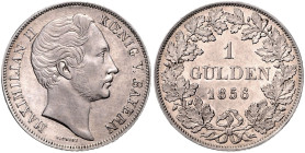 BAYERN, Maximilian II., 1848-1864, Gulden 1856.
 kl.Kr., vz-st
AKS 151; J.82