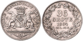 BREMEN, Freie Hansestadt, 36 Grote 1864.
 ss-vz
AKS 2; J.25
