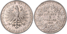 FRANKFURT, Freie Stadt, 1815-1866, Doppeltaler 1855.
Ware ist regelbesteuert
standard taxation
f.vz
AKS 2; T.131; Dav.641