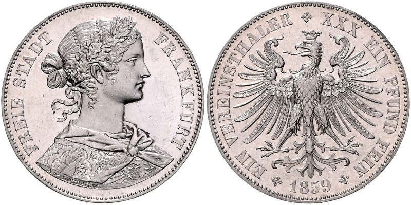 FRANKFURT, Freie Stadt, 1815-1866, Vereinstaler 1859.
 f.st
AKS 8; T.142; Dav....