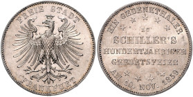 FRANKFURT, Freie Stadt, 1815-1866, Vereinstaler 1859. Schillers 100. Geburtstag. 33mm; 18,50g.
 st/f.st
AKS 43; T.139; Dav.650