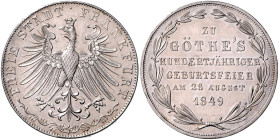 FRANKFURT, Freie Stadt, 1815-1866, Doppelgulden 1849. Goethes 100. Geburtstag.
 st
AKS 41; T.137; Dav.646