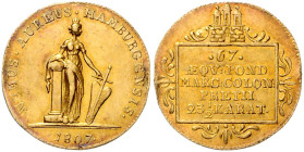 HAMBURG, Freie und Hansestadt, Dukat 1807. 3,49g. Auflage 6.000 Stk.
 GOLD, ss
AKS 5; J.86; Frbg.1137