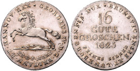 HANNOVER, Georg IV., 1820-1830, 16 Gute Groschen 1825.
 kl.Kr., vz
AKS 38; J.23h
