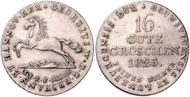 HANNOVER, Georg IV., 1820-1830, 16 Gute Groschen 1826.
 ss-vz
AKS 38; J.23h