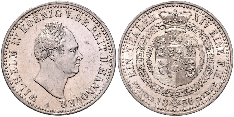 HANNOVER, Wilhelm IV., 1830-1837, Taler 1836 A.
 vz/st
AKS 64; T.154; Dav.664