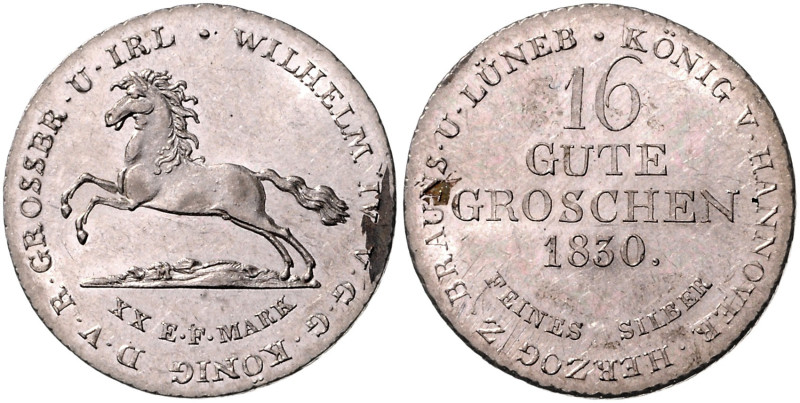 HANNOVER, Wilhelm IV., 1830-1837, 16 Gute Groschen 1830.
 f.Kr., vz+
AKS 66; J...