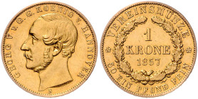 HANNOVER, Georg V., 1851-1866, Vereinskrone 1857 B. 11,08g.
 GOLD, ss-vz
AKS 140; J.135; Frbg.1183; KM 232