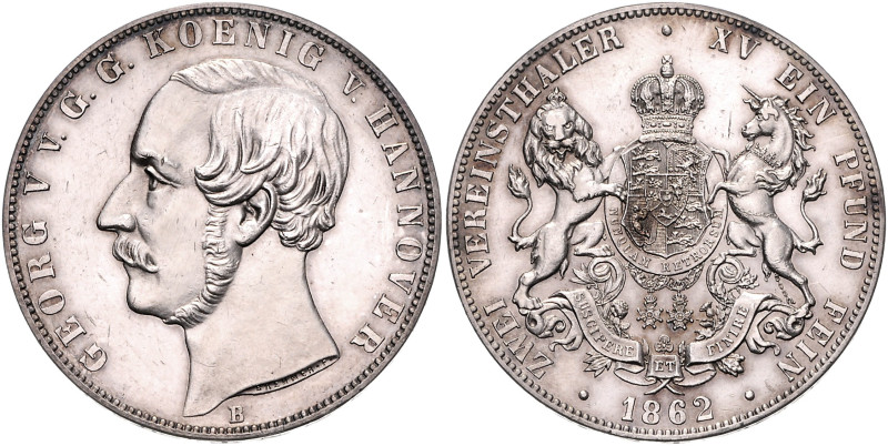 HANNOVER, Georg V., 1851-1866, Doppeltaler 1862 B.
 f.st
AKS 143; T.175; Dav.6...