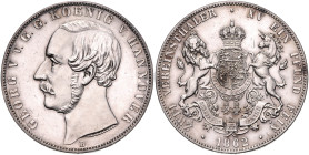 HANNOVER, Georg V., 1851-1866, Doppeltaler 1862 B.
 f.st
AKS 143; T.175; Dav.683