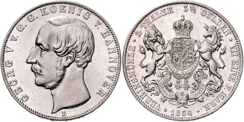 HANNOVER, Georg V., 1851-1866, Doppeltaler 1854 B.
 f.st
AKS 142; T.173; Dav.6...