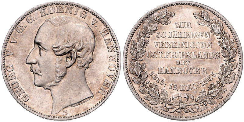 HANNOVER, Georg V., 1851-1866, Vereinstaler 1865 B. Ostfriesland.
 f.st
AKS 16...