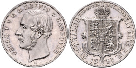 HANNOVER, Georg V., 1851-1866, Ausbeutetaler 1855 B.
 st
AKS 144a; T.170; Dav.678