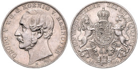 HANNOVER, Georg V., 1851-1866, Taler 1866 B. Brehmer, F. 33mm; 18,52g; 12h.
 ss-vz
AKS 144b; T.174; Dav.682