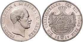 HESSEN-KASSEL, Friedrich Wilhelm I., 1847-1866, Vereinstaler 1859. CP am Halsabschnitt.
 Erstabschlag
AKS 62; T.190; Dav.697