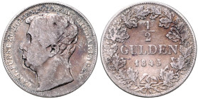 HOHENZOLLERN-SIGMARINGEN, Carl, 1831-1848, 1/2 Gulden 1845.
 ss
AKS 13; J. 12b