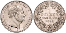 HOHENZOLLERN-SIGMARINGEN, Friedrich Wilhelm IV. von Preussen, 1849-1861, Gulden 1852 A.
 ss-vz
AKS 20; J.23
