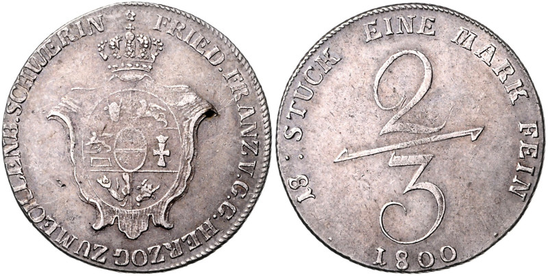 MECKLENBURG-SCHWERIN, Friedrich Franz I., 1785-1837, 2/3 Taler =Gulden 1800.
 s...