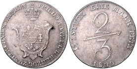 MECKLENBURG-SCHWERIN, Friedrich Franz I., 1785-1837, 2/3 Taler =Gulden 1800.
 ss
AKS 6; J.20a