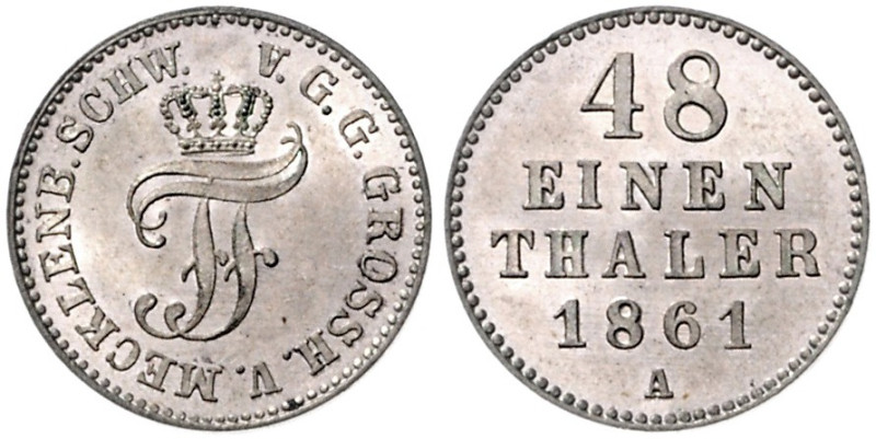 MECKLENBURG-SCHWERIN, Friedrich Franz II., 1842-1883, 1/48 Taler 1861 A.
 st
A...