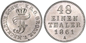 MECKLENBURG-SCHWERIN, Friedrich Franz II., 1842-1883, 1/48 Taler 1861 A.
 st
AKS 44; J.57
