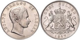 NASSAU, Adolph, 1839-1866, Doppelgulden 1847.
Ware ist regelbesteuert
standard taxation
f.st
AKS 62; T.233; Dav.746