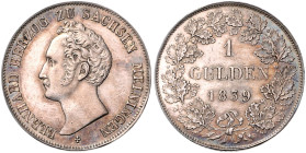 SACHSEN-MEININGEN, Bernhard II. Erich Freund, 1821-1866, Gulden 1839.
 ss-vz
AKS 187; J.434