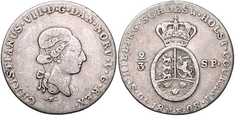 SCHLESWIG-HOLSTEIN, Christian VII. von Dänemark, 1766-1808, 2/3 Speciestaler 180...