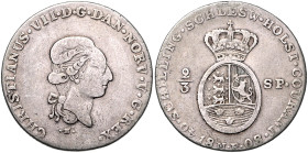 SCHLESWIG-HOLSTEIN, Christian VII. von Dänemark, 1766-1808, 2/3 Speciestaler 1808 MF, Altona.
 ss
AKS 4; J.9