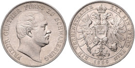 SCHWARZBURG-RUDOLSTADT, Friedrich Günther, 1807-1867, Vereinstaler 1866.
 vz/st
AKS 13; T.397; Dav.918