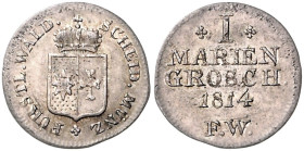 WALDECK-PYRMONT, Georg Heinrich, 1813-1845, Mariengroschen 1814 FW.
 vz
AKS 29; J.24