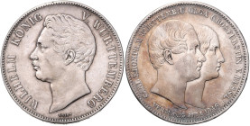 WÜRTTEMBERG, Wilhelm I., 1816-1864, Doppeltaler 1846. Vermählung des Kronprinzen.
 ss/vz
AKS 122; T.438; Dav.958