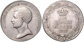 WÜRTTEMBERG, Wilhelm I., 1816-1864, Kronentaler 1817.
Ware ist regelbesteuert
standard taxation
ss/vz
AKS 63; T.427