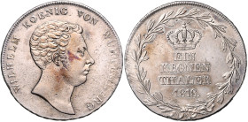 WÜRTTEMBERG, Wilhelm I., 1816-1864, Kronentaler 1818.
 vz/st
AKS 64; T.429